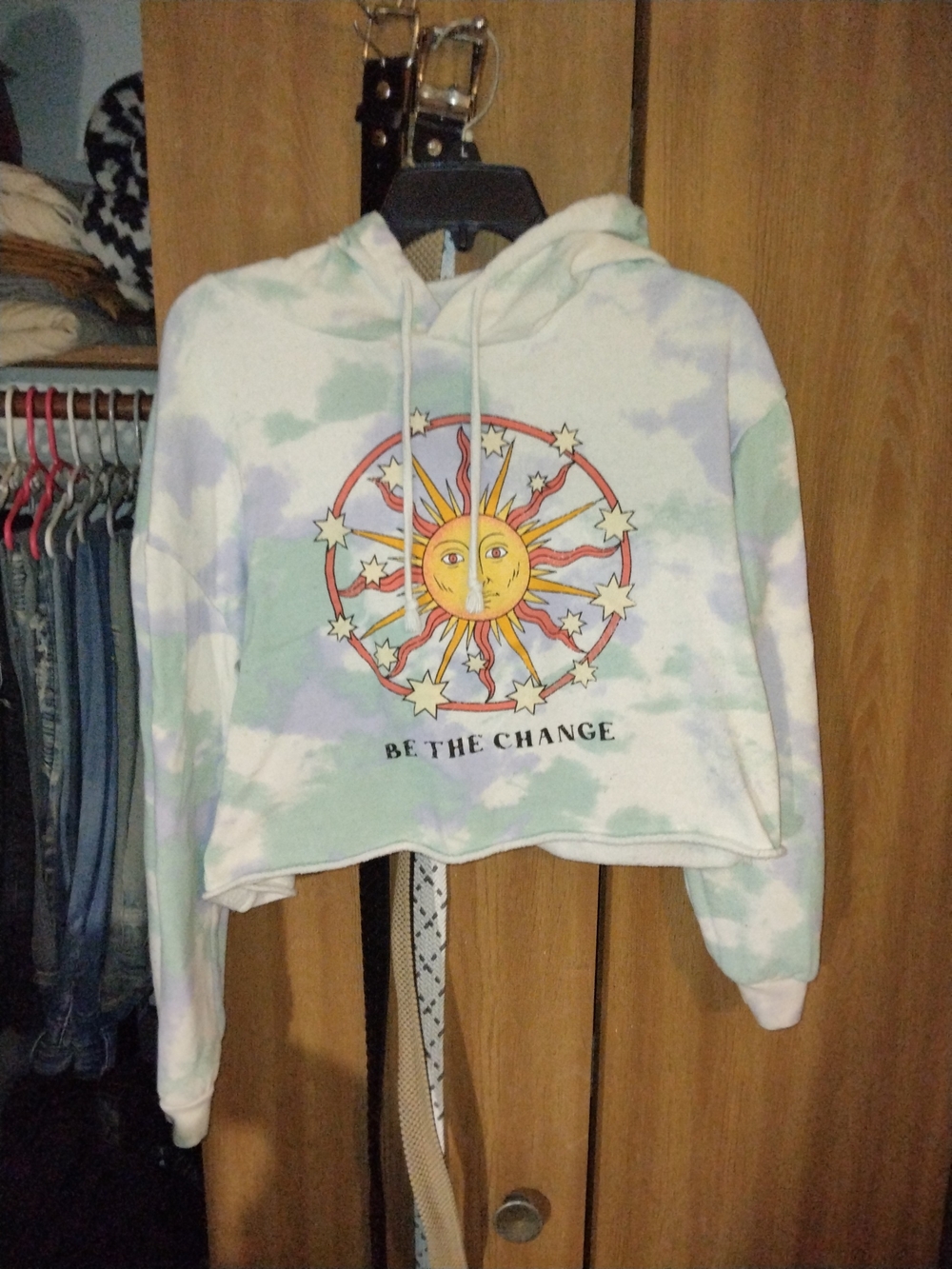 Mighty Fine Pastel Tie-Dye Cropped Hoodie - Lrg